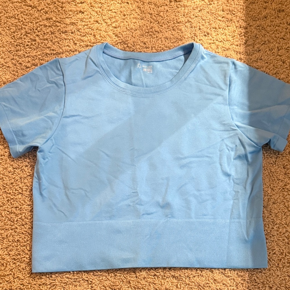 Women’s aerie cropped Blue Short Sleeve Athletic Shirt